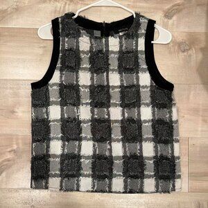 KAITLYN Grey and black plaid sleeveless top